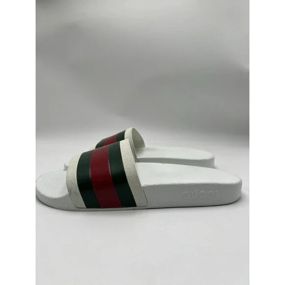 Men’s Gucci Pursuit Web White rubber slides Size 11
